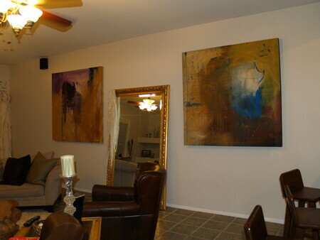 Me Abstract Colors and Spill the Girl- Room Setting View - SOLD