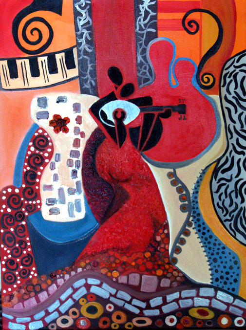 Music is Love -Giclee, embellished